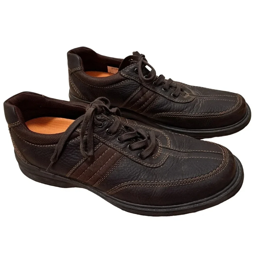 Clarks Men's Sherwin Way Oxford Brown Tumbled Leather Lace Up Shoes Size‎ 12M